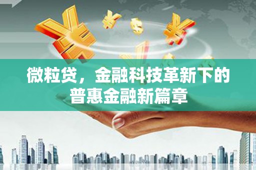 蓬江微粒贷，金融科技革新下的普惠金融新篇章