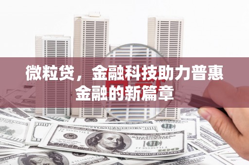 蓬江微粒贷，金融科技助力普惠金融的新篇章