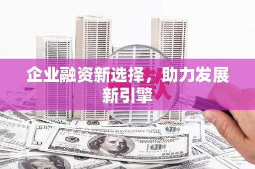 蓬江企业融资新选择，助力发展新引擎