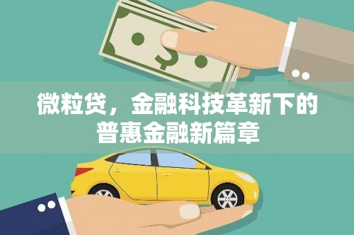 蓬江微粒贷，金融科技革新下的普惠金融新篇章