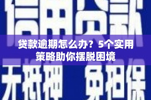 蓬江贷款逾期怎么办？5个实用策略助你摆脱困境