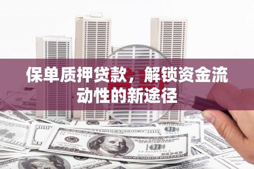 蓬江保单质押贷款，解锁资金流动性的新途径