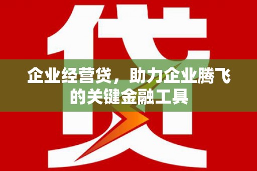 蓬江企业经营贷，助力企业腾飞的关键金融工具