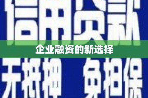 蓬江企业融资的新选择