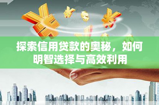 蓬江探索信用贷款的奥秘，如何明智选择与高效利用