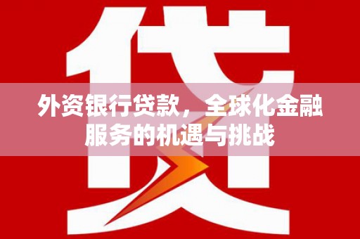 蓬江外资银行贷款，全球化金融服务的机遇与挑战