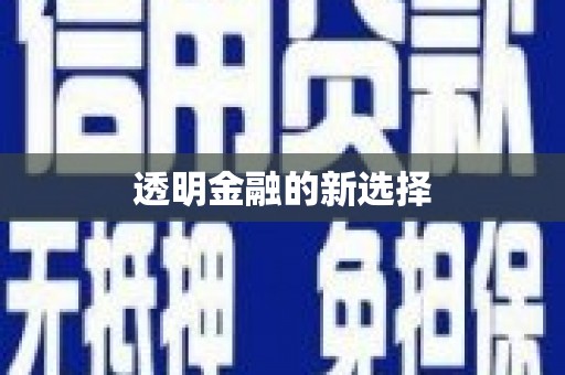 蓬江透明金融的新选择